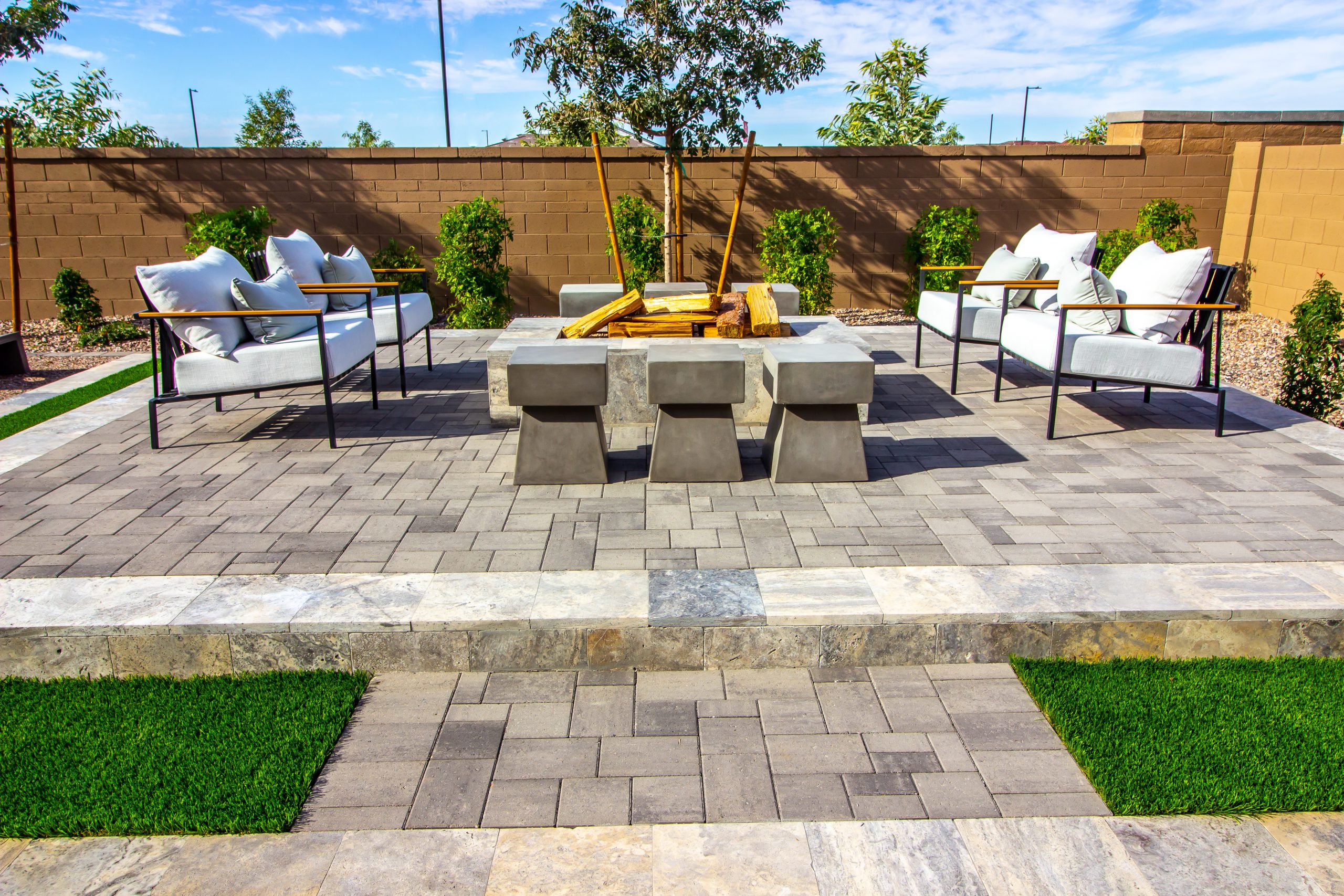 perfectly leveled concrete patio area after professional adjustment